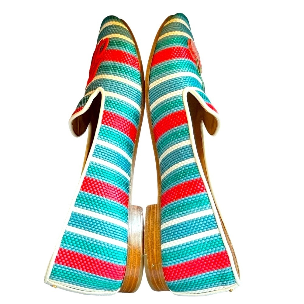 kate spade loafers flats women’s 9B ‘mon cheri’ raffia cherries striped . - Picture 13 of 14